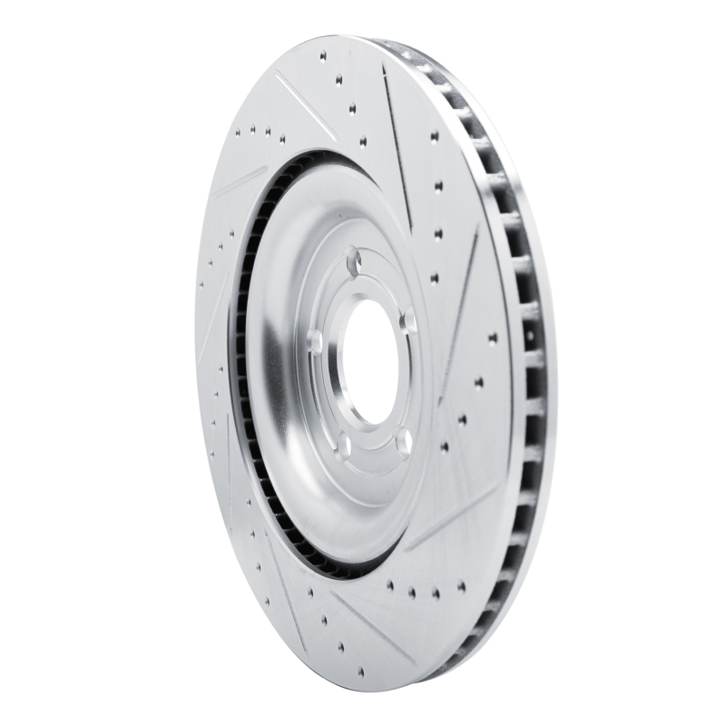 Ford Police Interceptor Utility Brake Rotor (1) - Rear Left - R1 Concepts - Drilled & Slotted - Silver - `20-`25